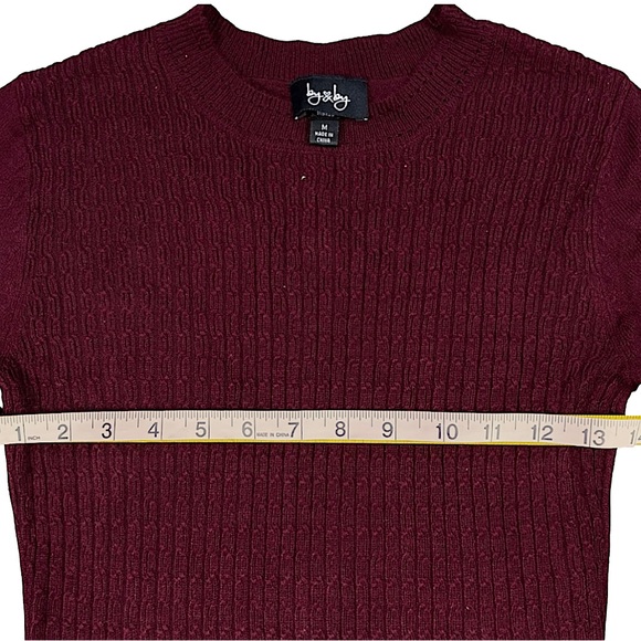 By & By size medium maroon sweater mini dress faux belt with gold accents NWOT - Picture 7 of 11